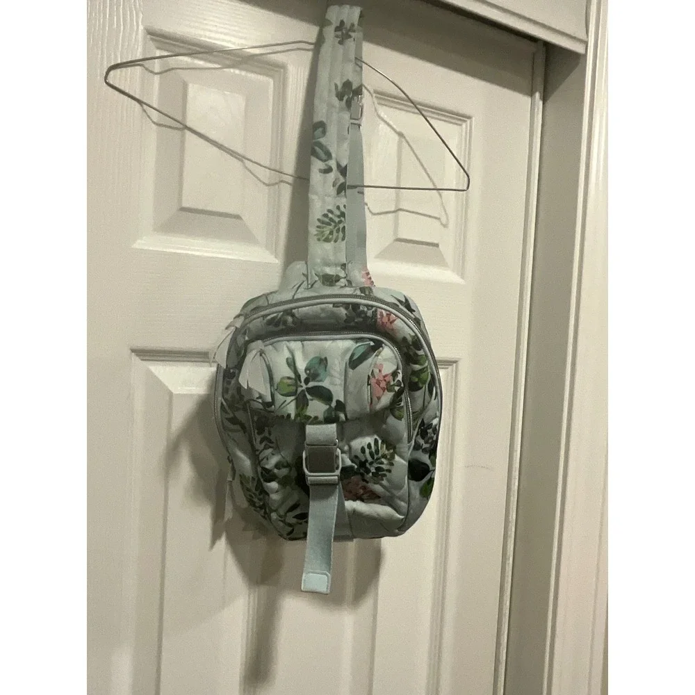 Vera Bradley Tropical Floral Quilted Sling Backpack Light Blue‎ Crossbody Bag